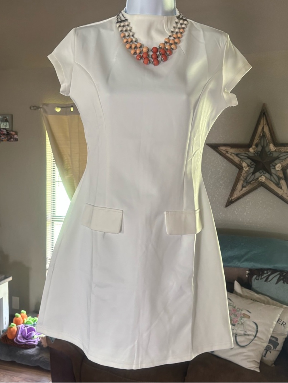 White Cap-Sleeve A-Line Dress -Isn’t She Adorable! Size Small. NWT. I